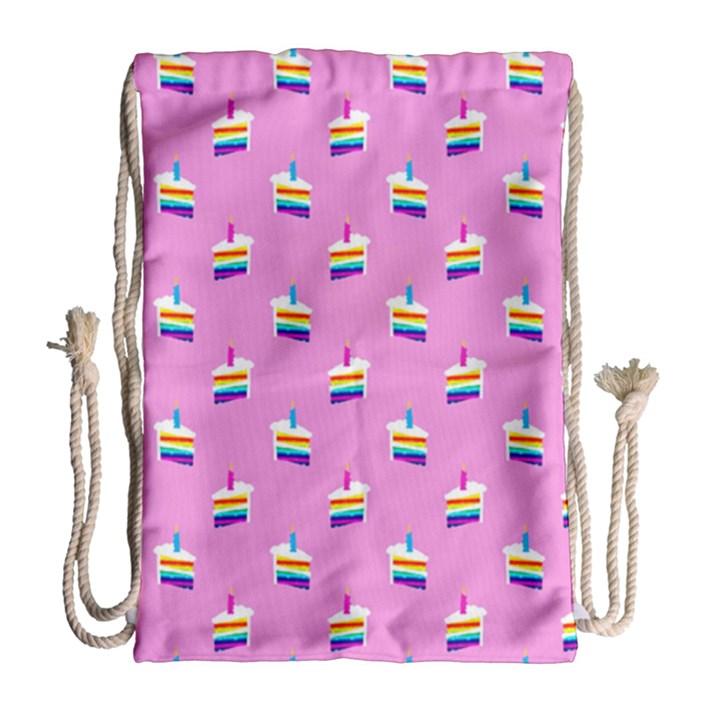 Rainbow birthday cake pattern2 Drawstring Bag (Large)