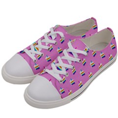 Rainbow Birthday Cake Pattern2 Women s Low Top Canvas Sneakers by bloomingvinedesign