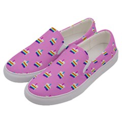 Rainbow Birthday Cake Pattern2 Men s Canvas Slip Ons by bloomingvinedesign