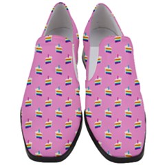 Rainbow Birthday Cake Pattern2 Women Slip On Heel Loafers by bloomingvinedesign