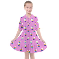 Rainbow Birthday Cake Pattern2 Kids  All Frills Chiffon Dress by bloomingvinedesign