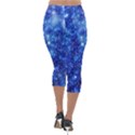 Blurred Star Snow Christmas Spark Lightweight Velour Capri Leggings  View2