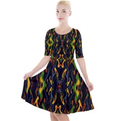 Abstract-a-5 Quarter Sleeve A-line Dress by ArtworkByPatrick