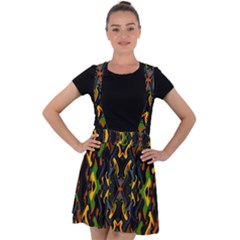 Abstract-a-5 Velvet Suspender Skater Skirt