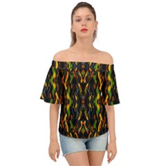 Abstract-a-5 Off Shoulder Short Sleeve Top