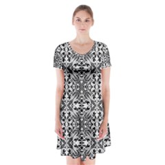 Abstract-a-6 Short Sleeve V-neck Flare Dress