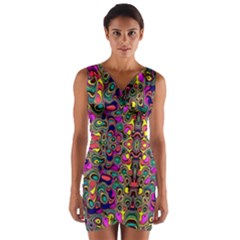 Abstract-a-7 Wrap Front Bodycon Dress