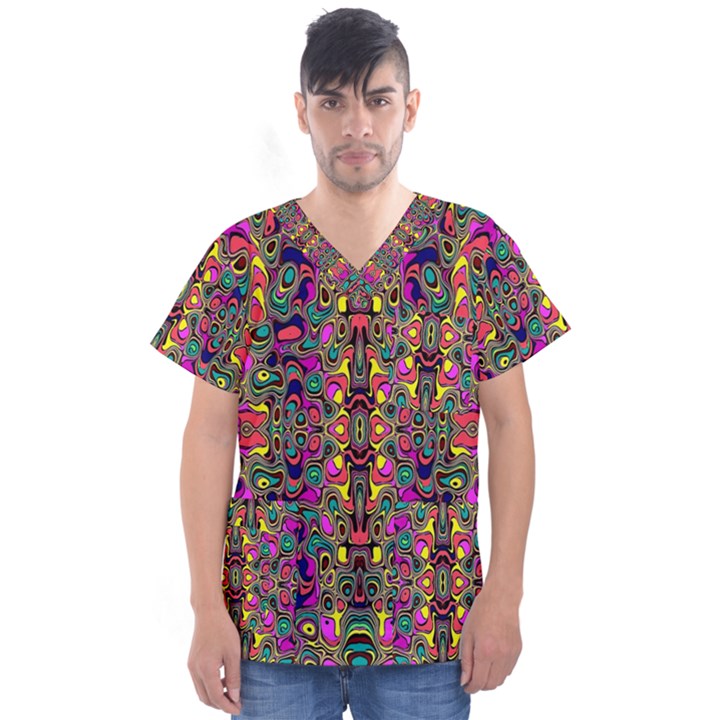 ABSTRACT-A-7 Men s V-Neck Scrub Top