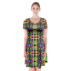 Abstract 8 Short Sleeve V-neck Flare Dress