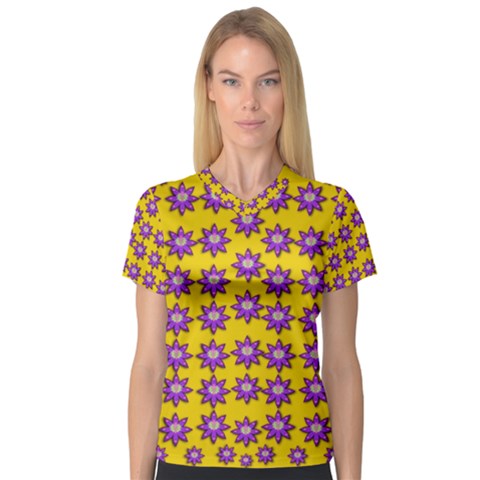 Lotus Bloom Always Live For Living In Peace V-neck Sport Mesh Tee by pepitasart