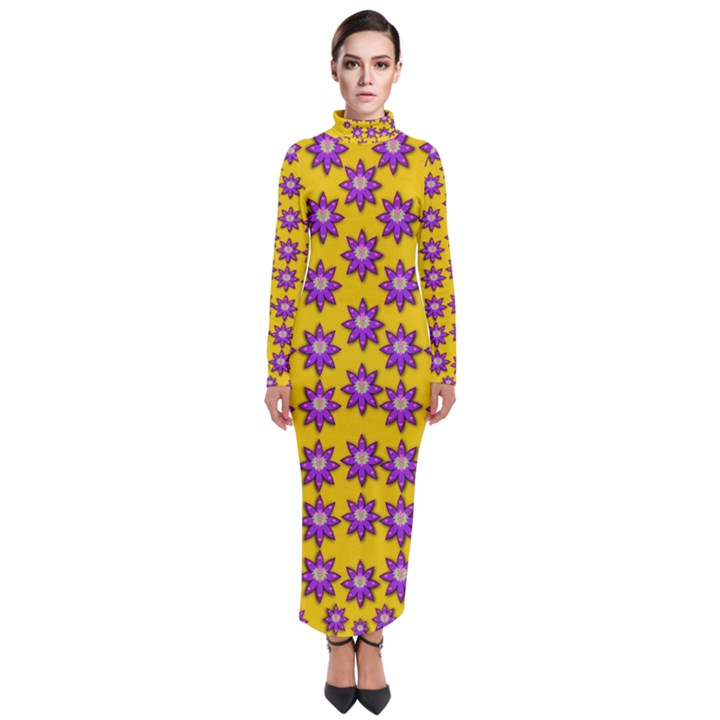 Lotus Bloom Always Live For Living In Peace Turtleneck Maxi Dress