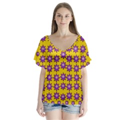 Lotus Bloom Always Live For Living In Peace V-neck Flutter Sleeve Top by pepitasart