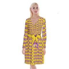 Lotus Bloom Always Live For Living In Peace Long Sleeve Velvet Front Wrap Dress by pepitasart