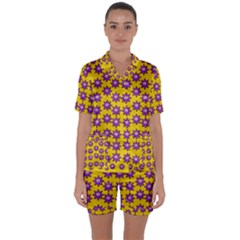 Lotus Bloom Always Live For Living In Peace Satin Short Sleeve Pyjamas Set by pepitasart