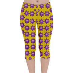 Lotus Bloom Always Live For Living In Peace Velvet Capri Leggings  by pepitasart