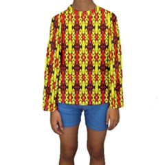 Red Black Yellow-9 Kids  Long Sleeve Swimwear by ArtworkByPatrick