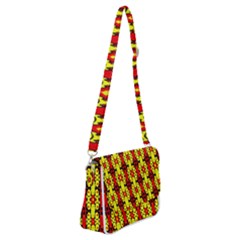 Red Black Yellow-9 Shoulder Bag With Back Zipper by ArtworkByPatrick