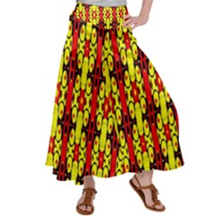 Red Black Yellow-9 Satin Palazzo Pants by ArtworkByPatrick