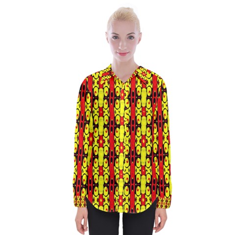 Red Black Yellow-9 Womens Long Sleeve Shirt by ArtworkByPatrick