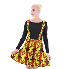 Red Black Yellow-9 Suspender Skater Skirt by ArtworkByPatrick