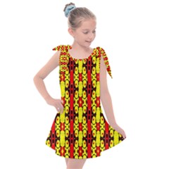 Red Black Yellow-9 Kids  Tie Up Tunic Dress