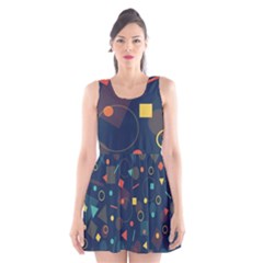 Background Backdrop Geometric Scoop Neck Skater Dress by Wegoenart