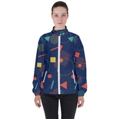 Background Backdrop Geometric Women s High Neck Windbreaker by Wegoenart