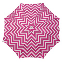 Chevrons Zigzag Pattern Design Pink White Straight Umbrellas by Wegoenart