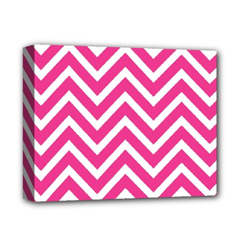 Chevrons Zigzag Pattern Design Pink White Deluxe Canvas 14  X 11  (stretched) by Wegoenart