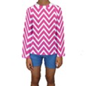 Chevrons Zigzag Pattern Design Pink White Kids  Long Sleeve Swimwear View1