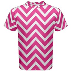 Chevrons Zigzag Pattern Design Pink White Men s Cotton Tee by Wegoenart