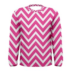 Chevrons Zigzag Pattern Design Pink White Men s Long Sleeve Tee by Wegoenart