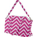 Chevrons Zigzag Pattern Design Pink White Canvas Crossbody Bag View2