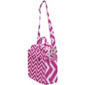 Chevrons Zigzag Pattern Design Pink White Crossbody Day Bag View1