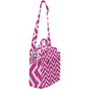 Chevrons Zigzag Pattern Design Pink White Crossbody Day Bag View2