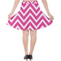 Chevrons Zigzag Pattern Design Pink White Velvet High Waist Skirt View2