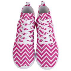 Chevrons Zigzag Pattern Design Pink White Men s Lightweight High Top Sneakers by Wegoenart