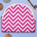 Chevrons Zigzag Pattern Design Pink White Horseshoe Style Canvas Pouch View1