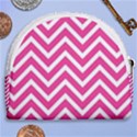 Chevrons Zigzag Pattern Design Pink White Horseshoe Style Canvas Pouch View2