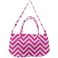 Chevrons Zigzag Pattern Design Pink White Removal Strap Handbag by Wegoenart