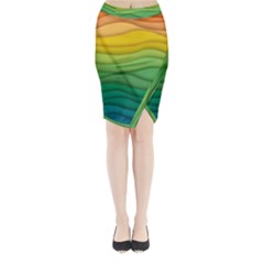 Background Waves Wave Texture Midi Wrap Pencil Skirt by Wegoenart