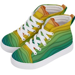 Background Waves Wave Texture Kids  Hi-top Skate Sneakers by Wegoenart