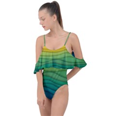 Background Waves Wave Texture Drape Piece Swimsuit