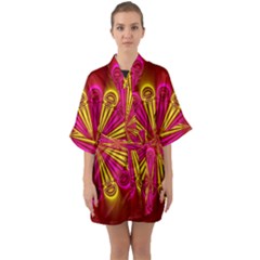 Abstract Art Fractal Modern Art Half Sleeve Satin Kimono 