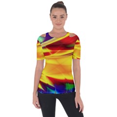 Color Concept Colors Colorful Shoulder Cut Out Short Sleeve Top by Wegoenart