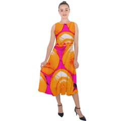 Pop Art Tennis Balls Midi Tie-back Chiffon Dress by essentialimage