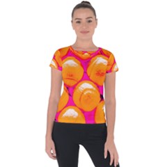 Pop Art Tennis Balls Short Sleeve Sports Top  by essentialimage