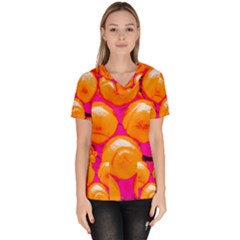 Pop Art Tennis Balls Women s V-neck Scrub Top by essentialimage