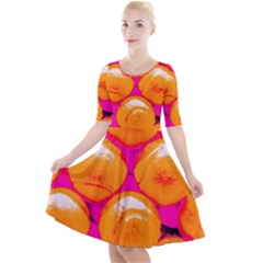 Pop Art Tennis Balls Quarter Sleeve A-line Dress by essentialimage