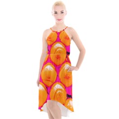 Pop Art Tennis Balls High-low Halter Chiffon Dress  by essentialimage